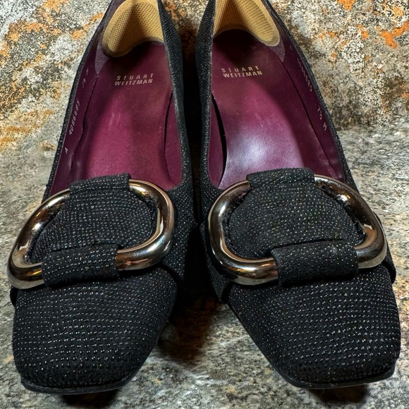 STUART WEITZMAN Heels Womens Size 7.5 The Tube Black Goose Bump Leather (Spain) - Picture 3 of 11